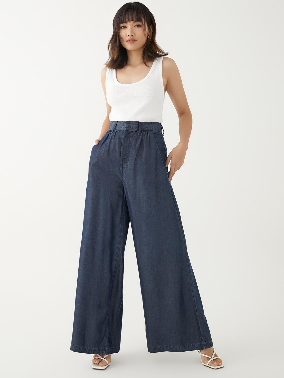 Sustainable Wide Leg Pants - Blue