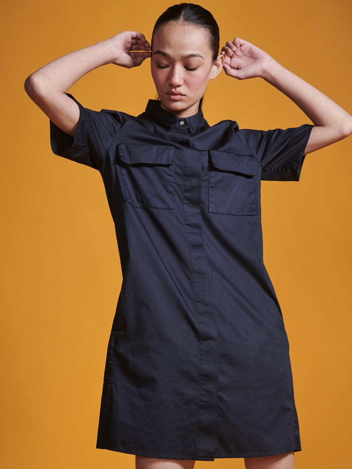 Pocket Fold Dress - Dark Navy
