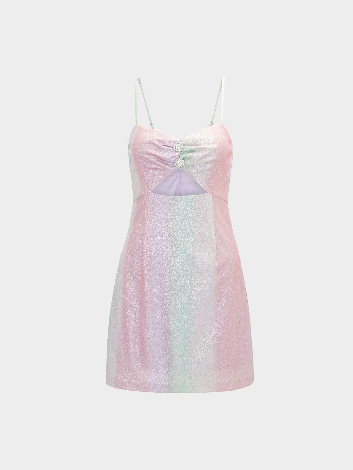 Glitter Accent Cutout Dress - Multi Color