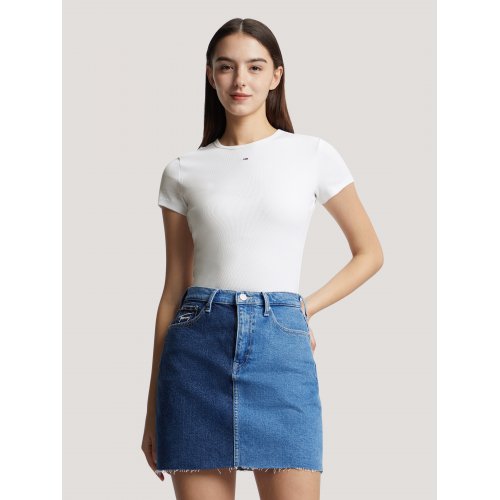 Essential Rib Knit Slim T-Shirt - White 