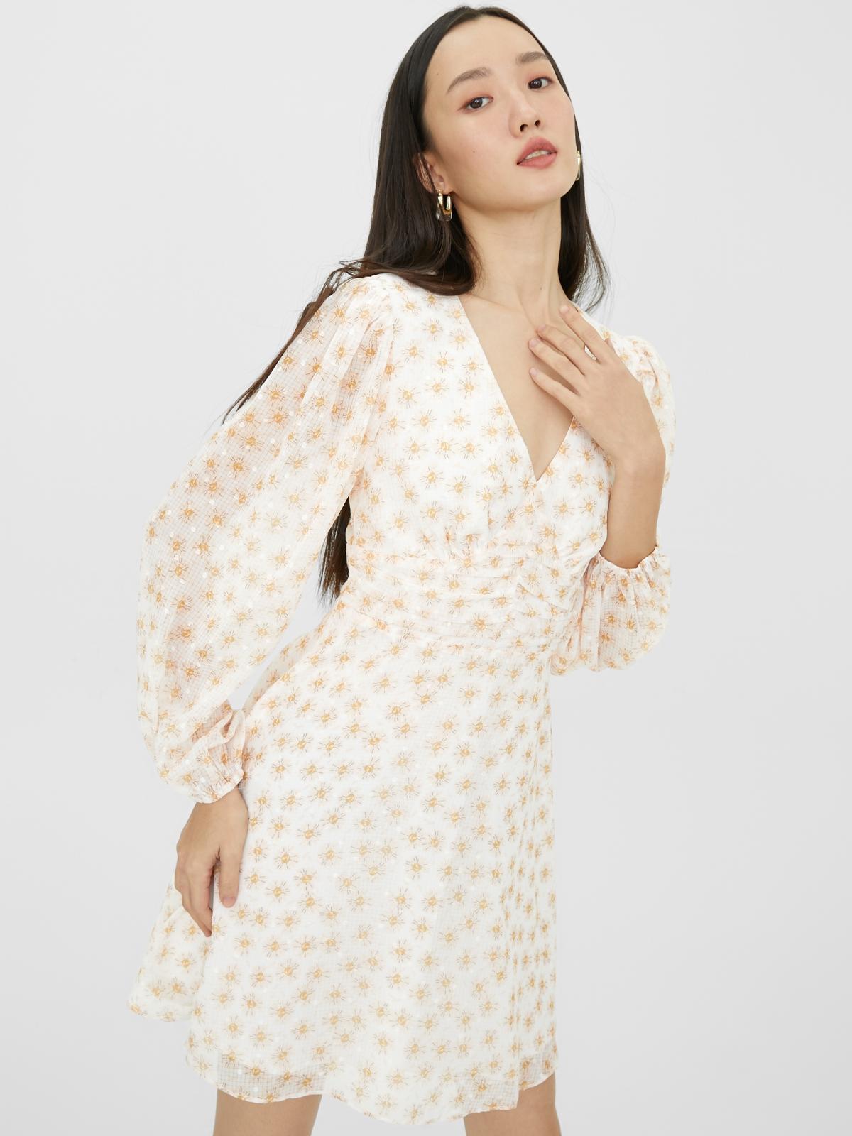 Long Sleeve Floral Dress - White