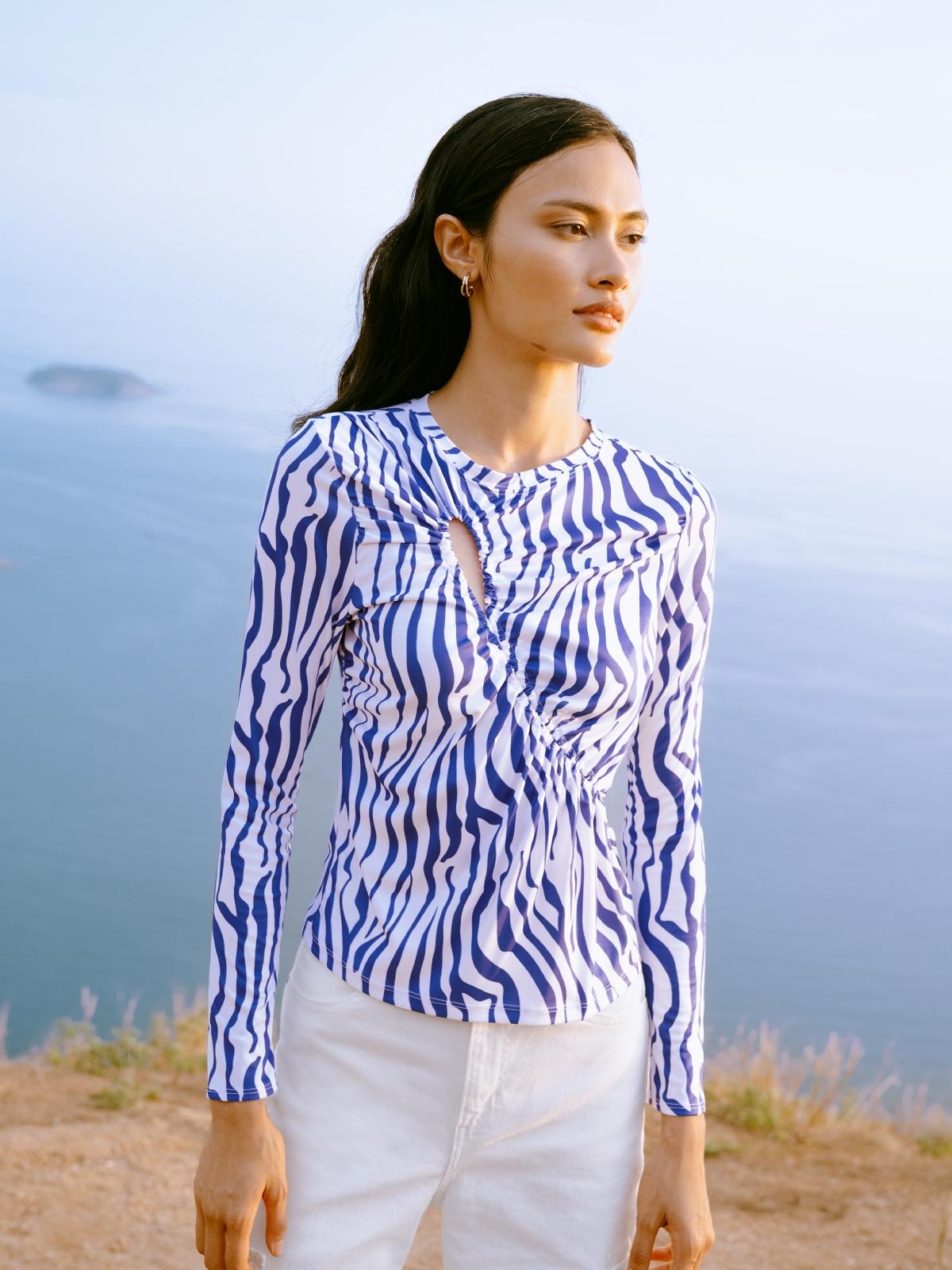 Sustainable Full Sleeves Zebra Top - Purple