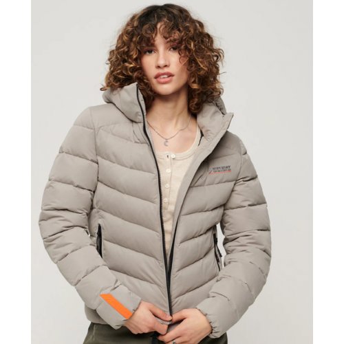Hooded Microfibre Padded Jacket - Winter Stone Grey