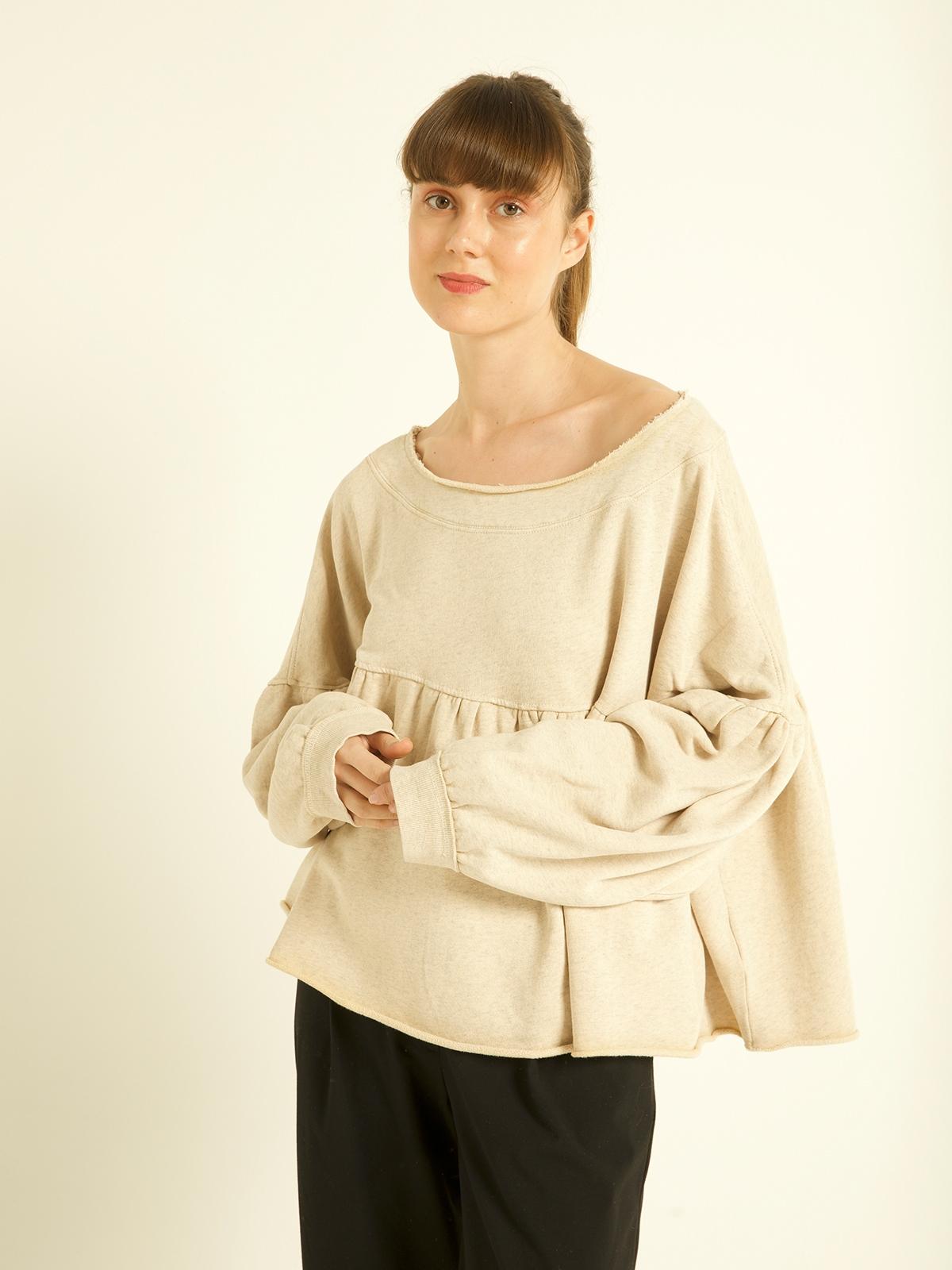 Peplum Sweat Top - Beige