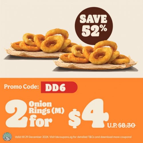 Snack O'Clock Feast: Get Two Onion Rings (M) for Only $4