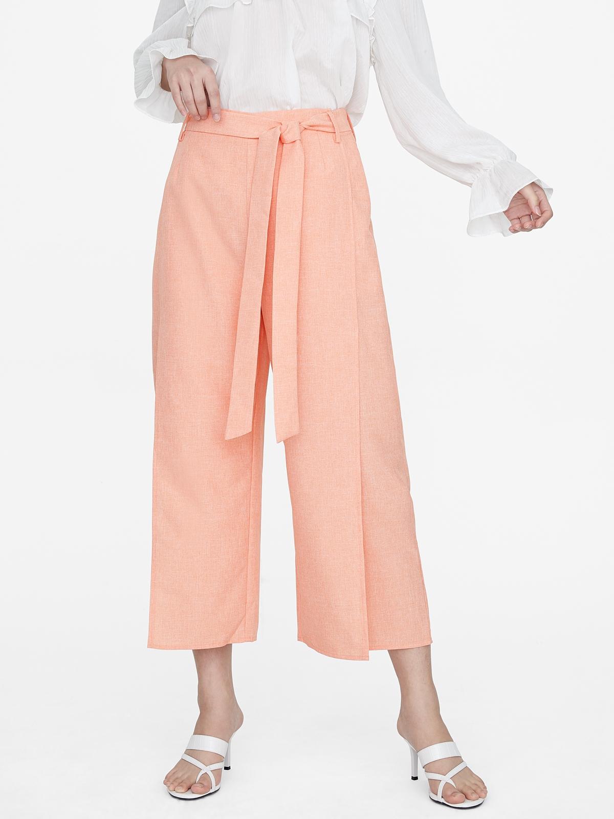 Layered Wide Leg Pants - Orange