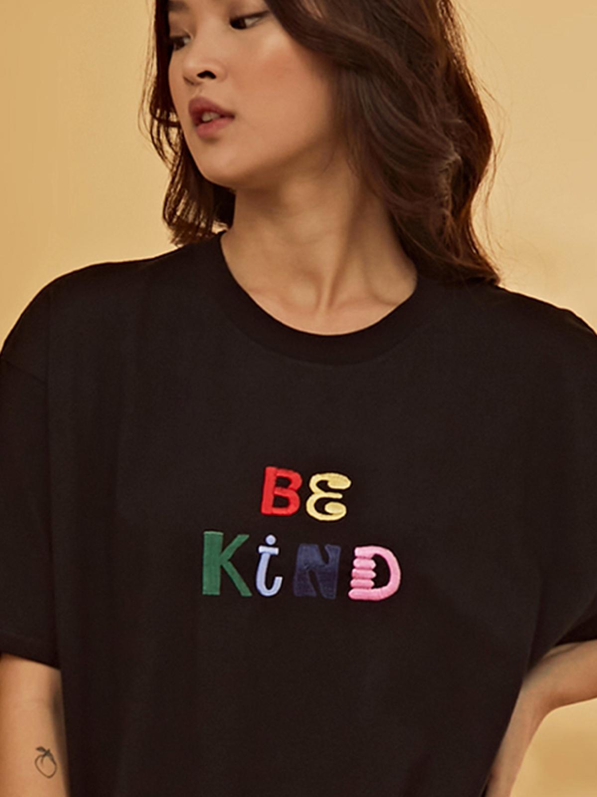 Be Kind Embroidery Tee - Black