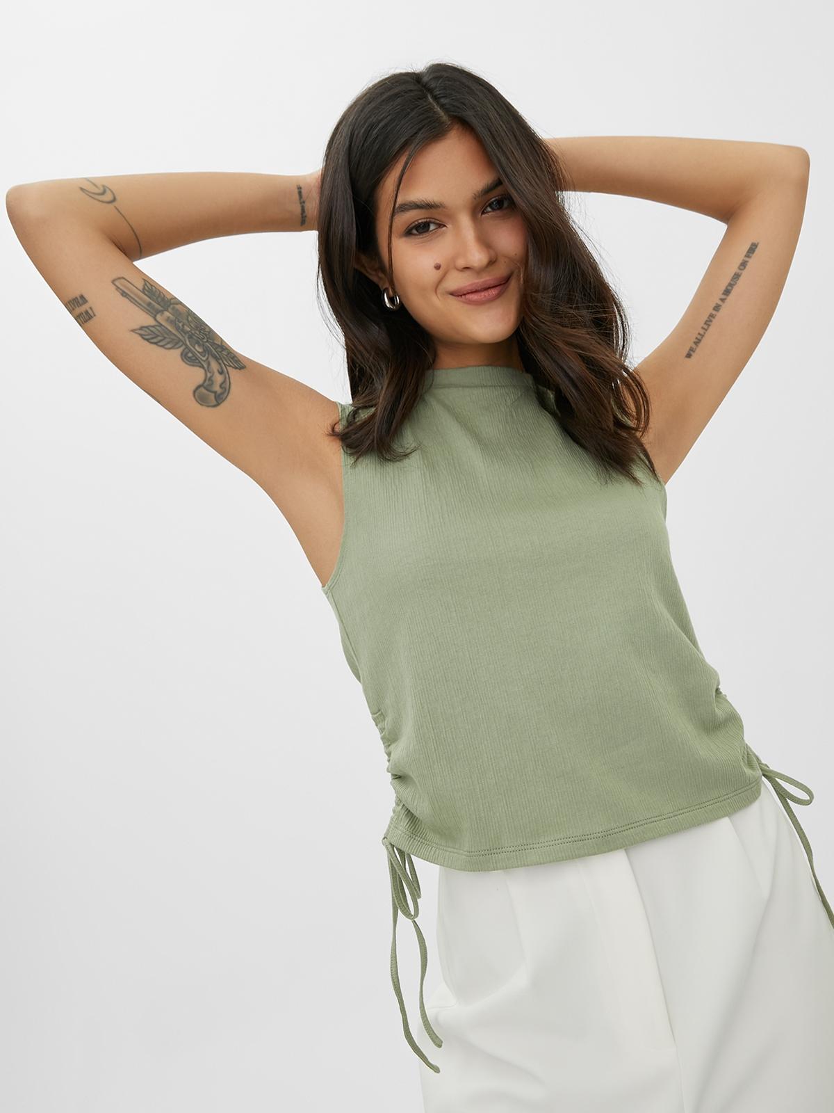 Sustainable Sleeveless Ruched Top - Green