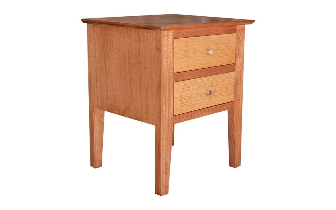 Shaker custom timber 2 drawer bedside with knob metal  handle