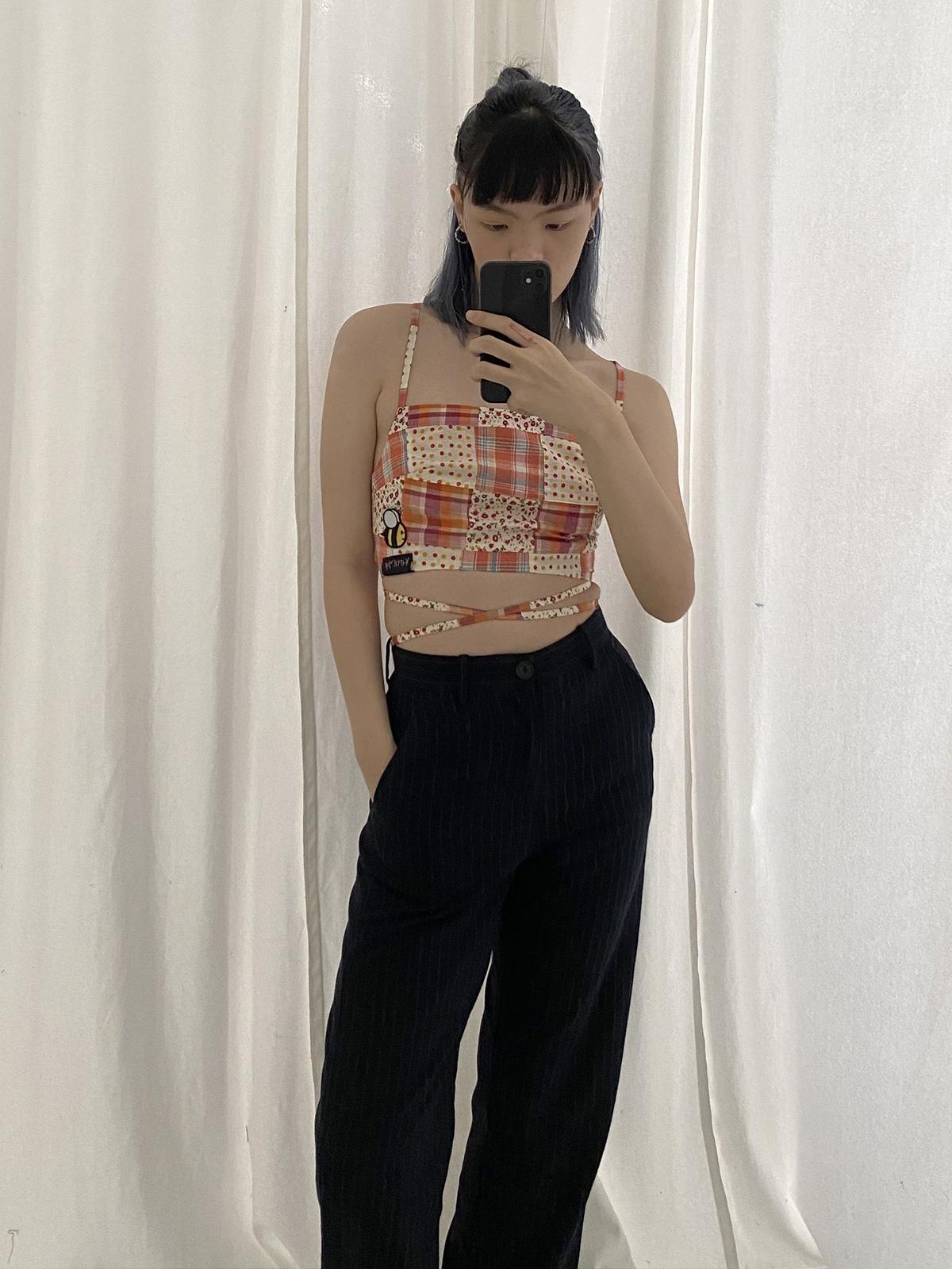 Floral Quilt Bralette - Orange