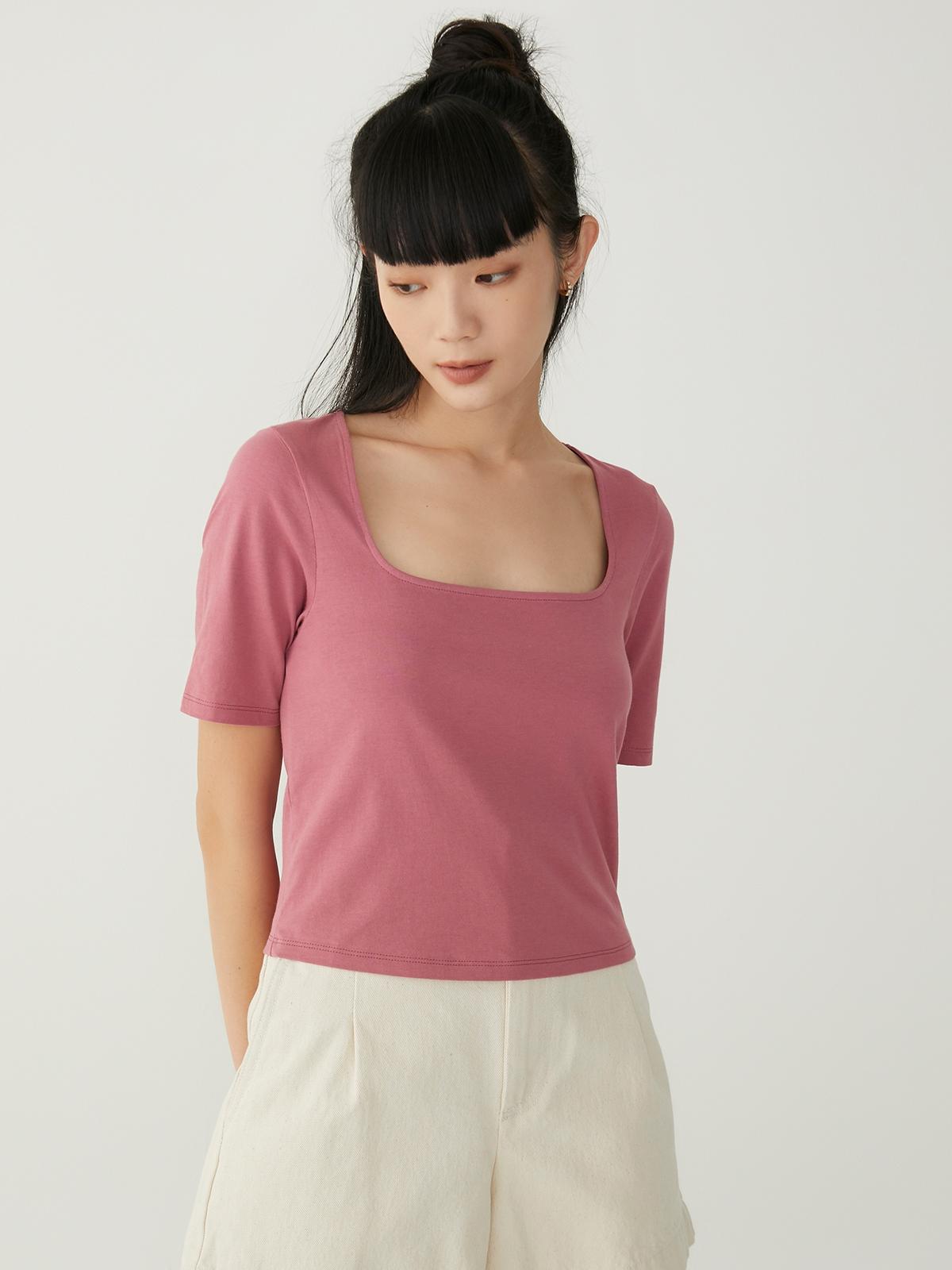 Sustainable Basic Square Neck Blouse - Pink