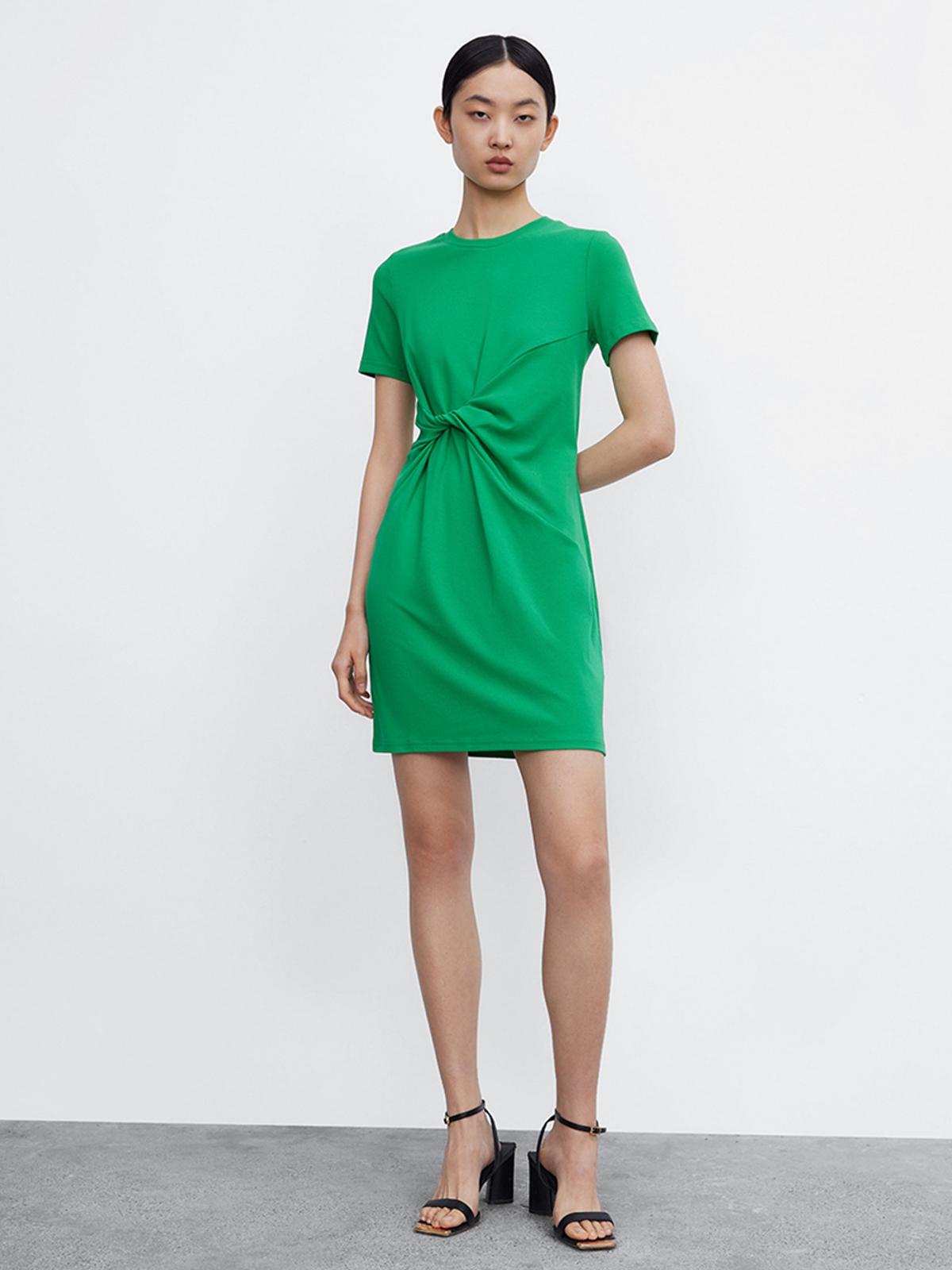 Twist Front Mini Dress - Green