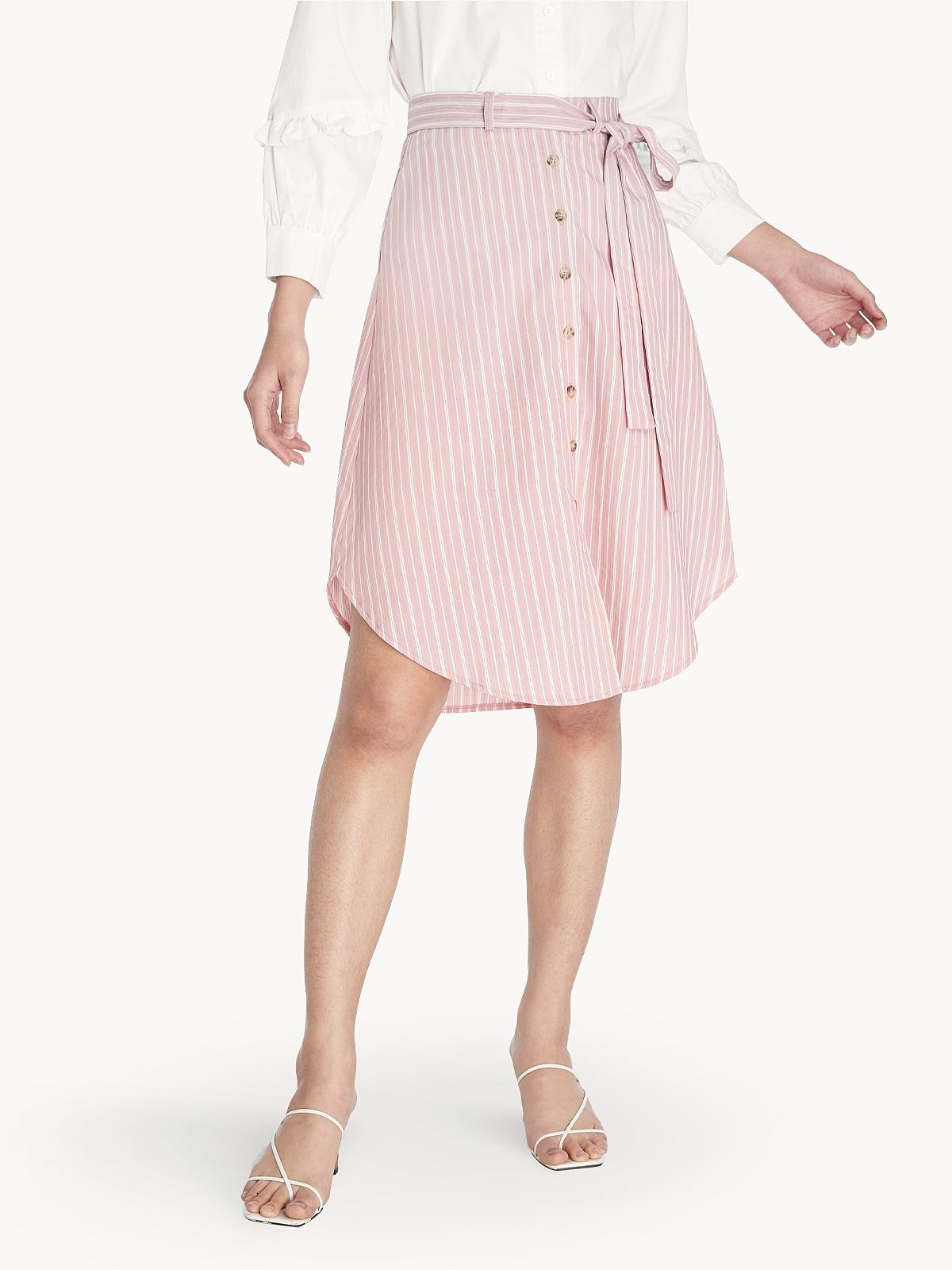 Stripe Tie Waist Skirt - Pink