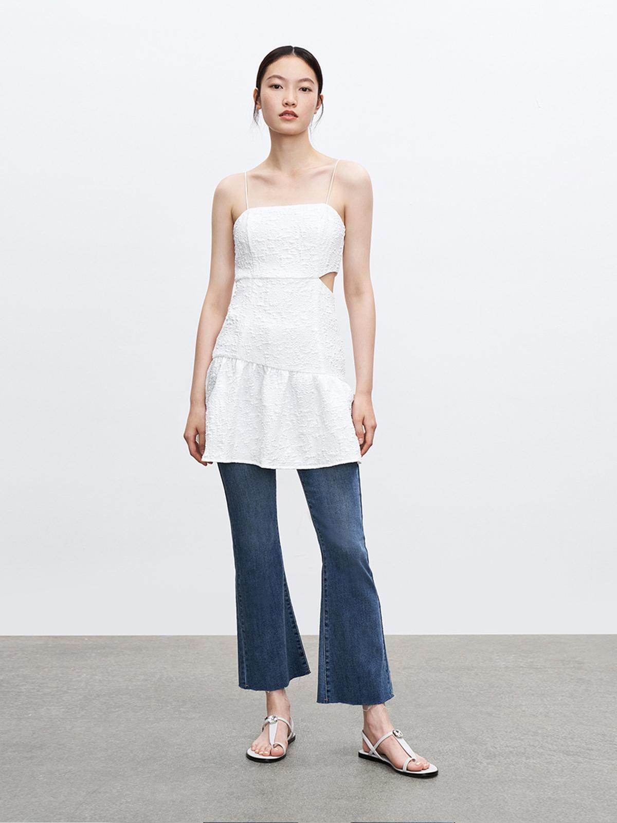 Spaghetti Straps Mini Dress - White