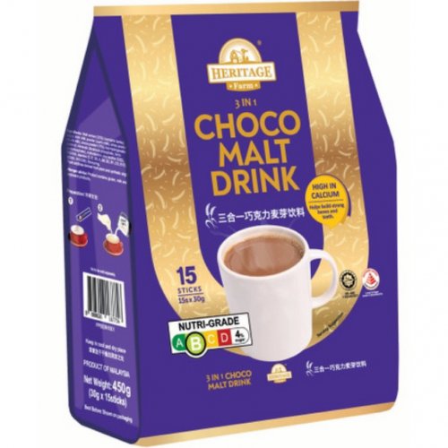 Heritage Farm 3-in-1 Chocolate Malt Drink 15x30g