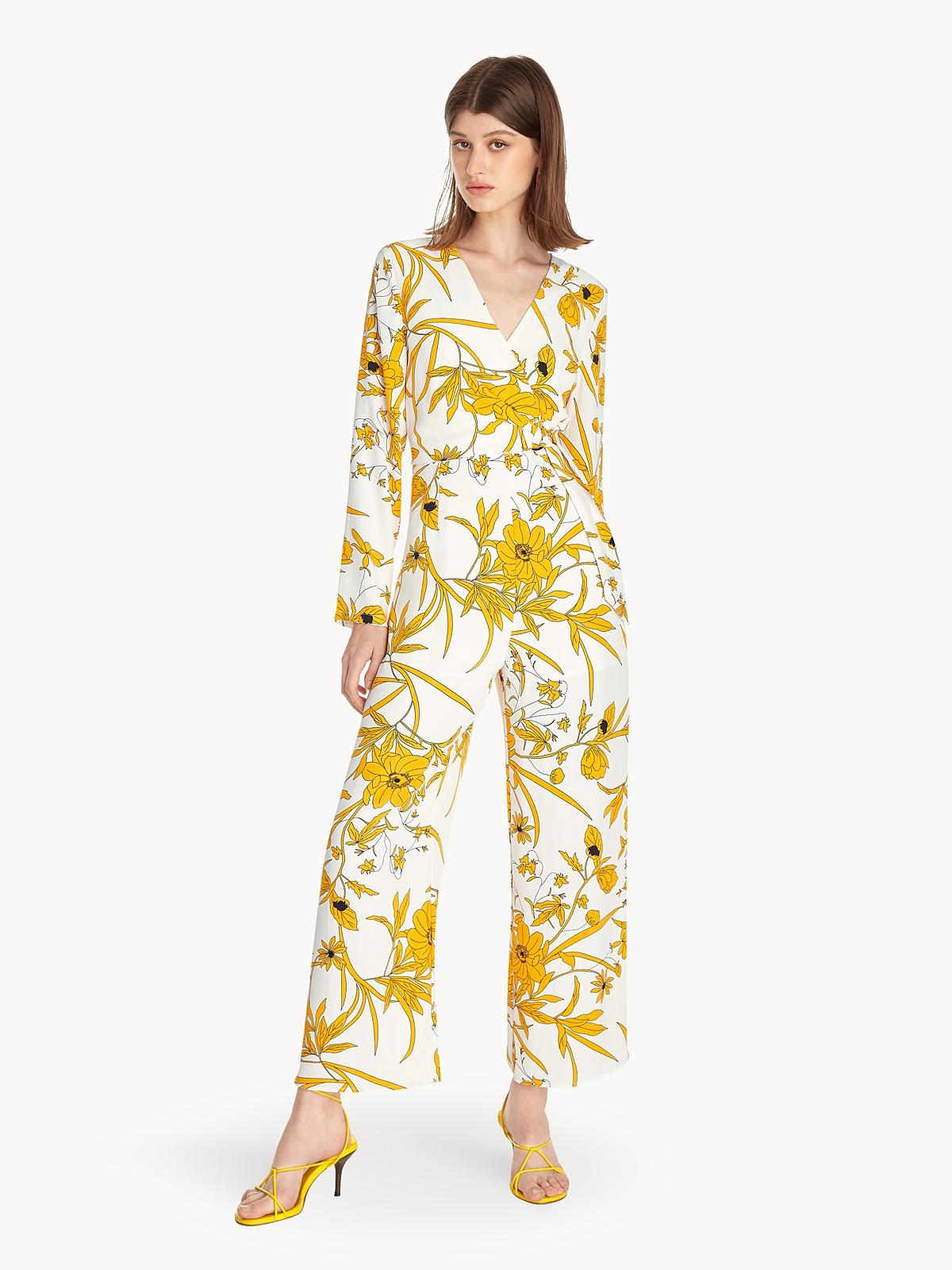 Floral Long Sleeve Jumpsuit - White