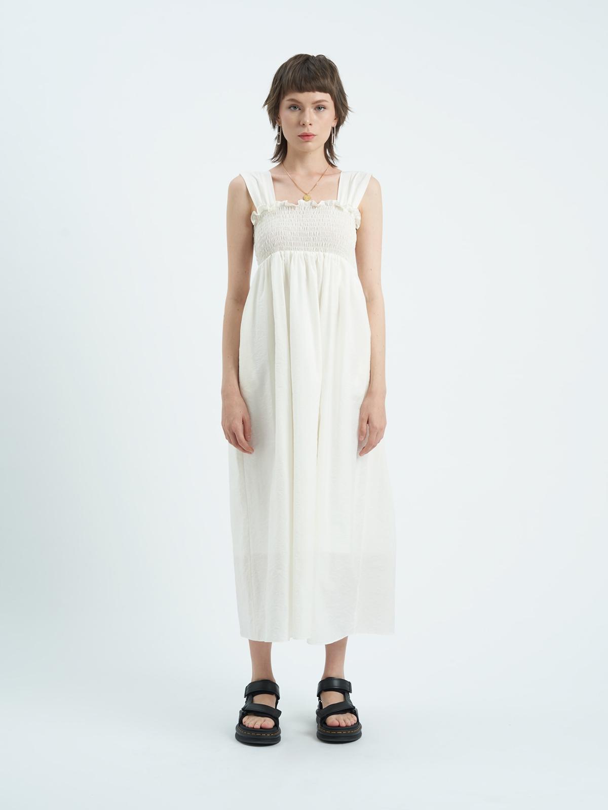 Ichiko Cotton Linen Dress - White
