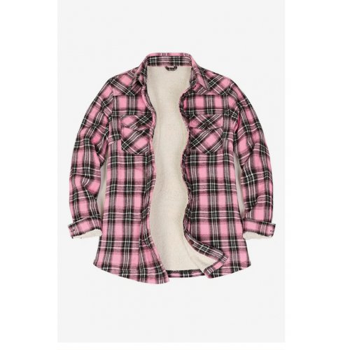  Women's Sherpa Lined Flannel Shirt Jacket,Button Down Flannel Shacket