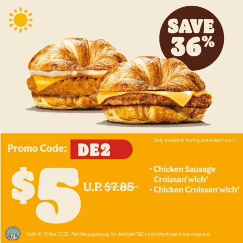 Save 36% on this double Croissan’wich® breakfast treat!