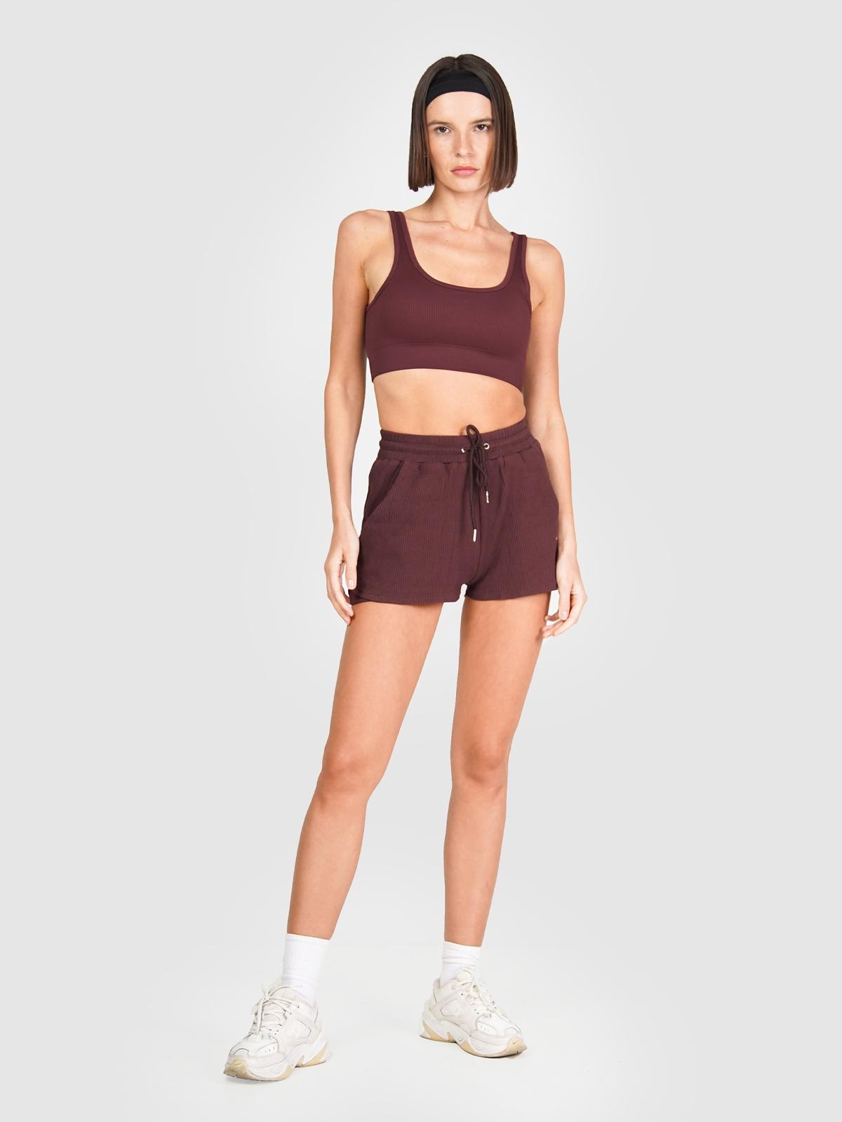 Sade Ribbed Shorts Set - Cacao