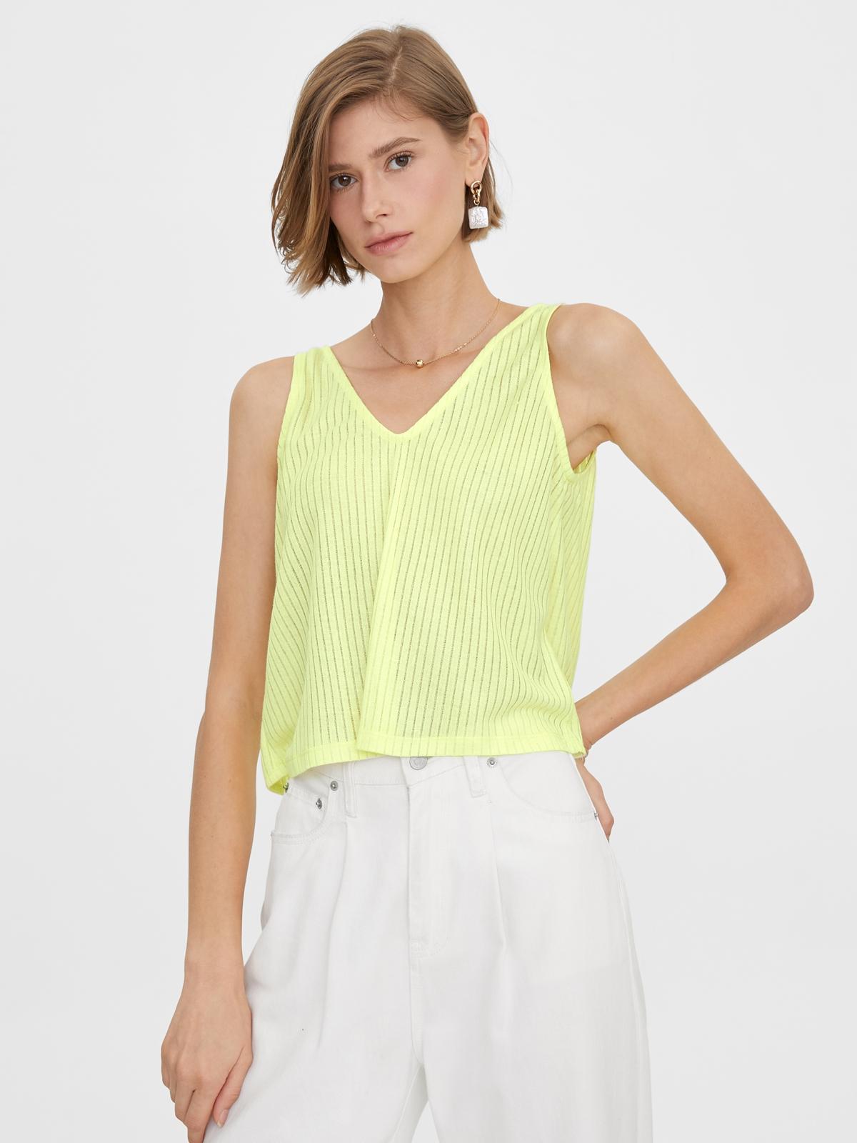 V Neck Back Bow Top - Yellow