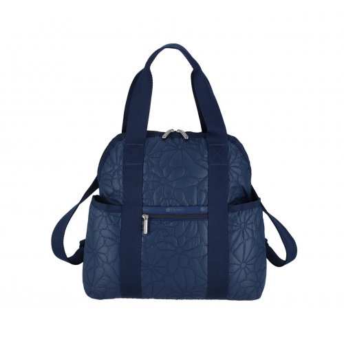 Double Trouble Backpack Navy Quilted Blooms