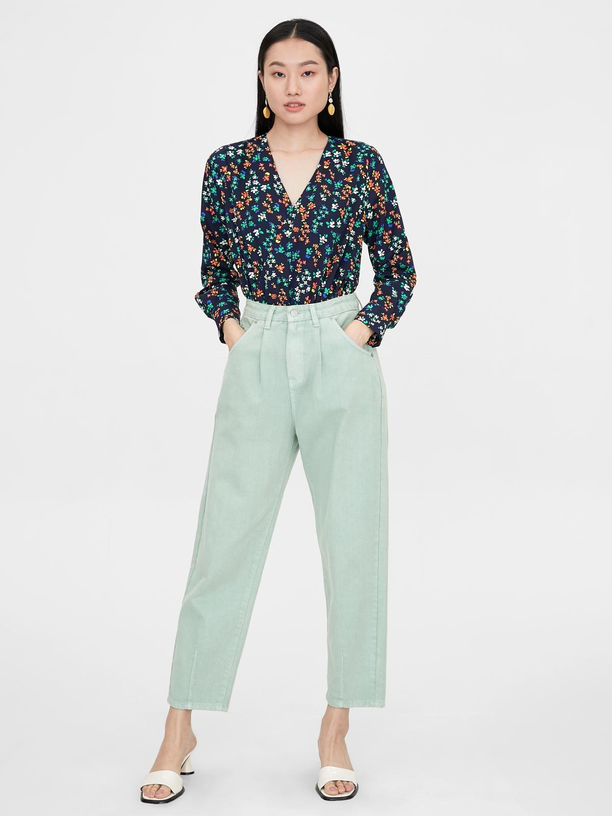 Long Sleeve Floral Bodysuit - Navy