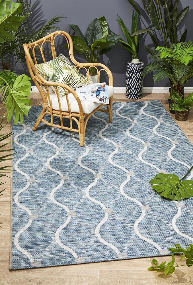 Terrace Denise Trellis Rug Blue