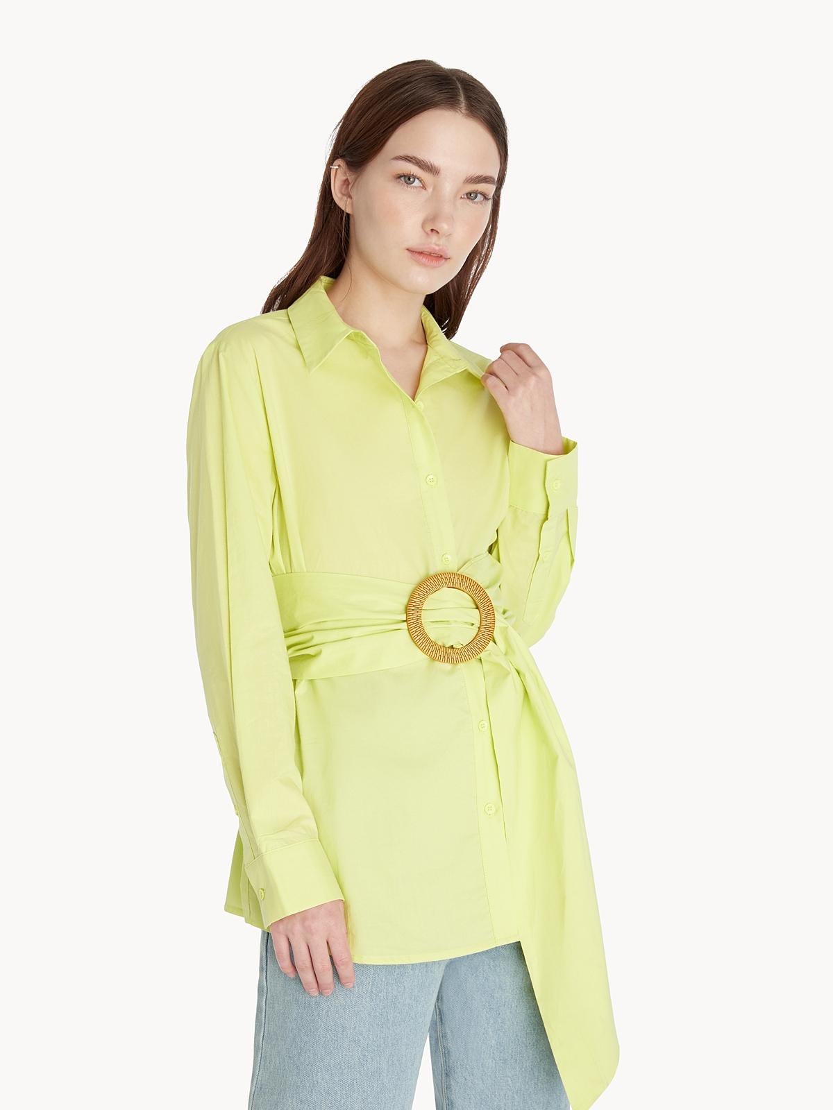 Belted Button Down Top - Green