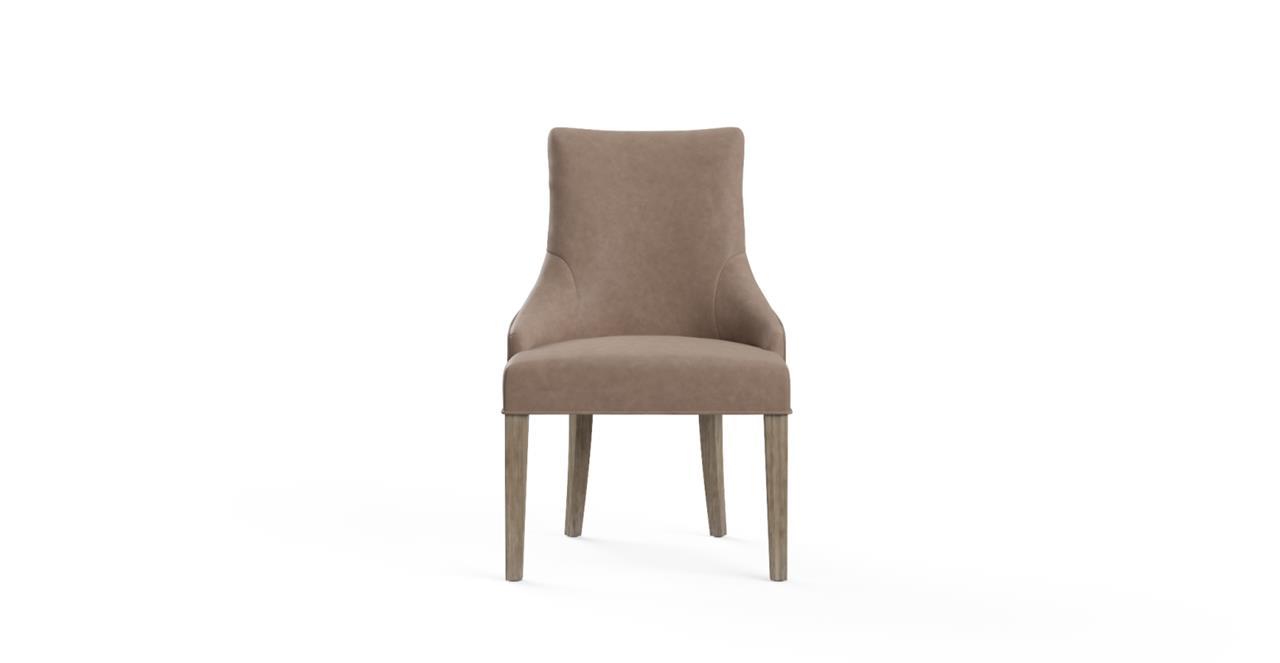 Zoe Leather Scoop Back Dining Chair Taupe Wire Brushed Solid Beech