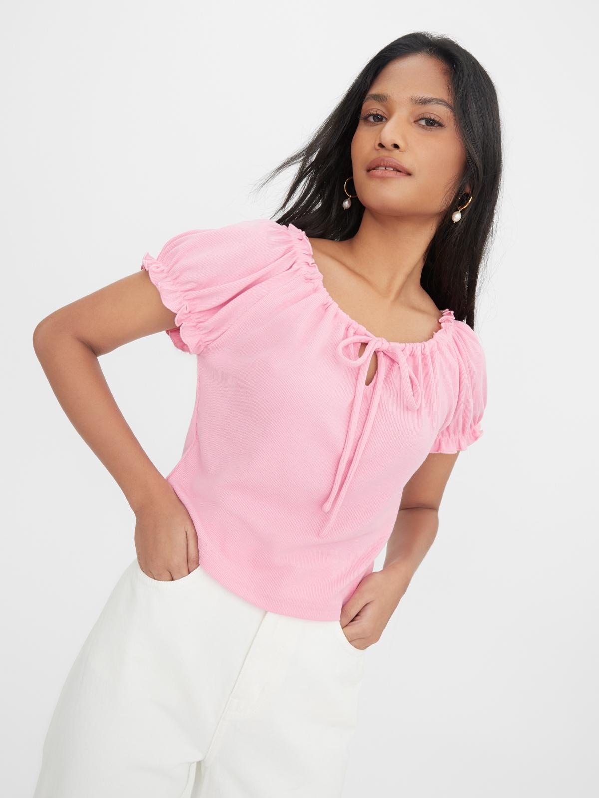 Puffed Sleeve Blouse - Pink
