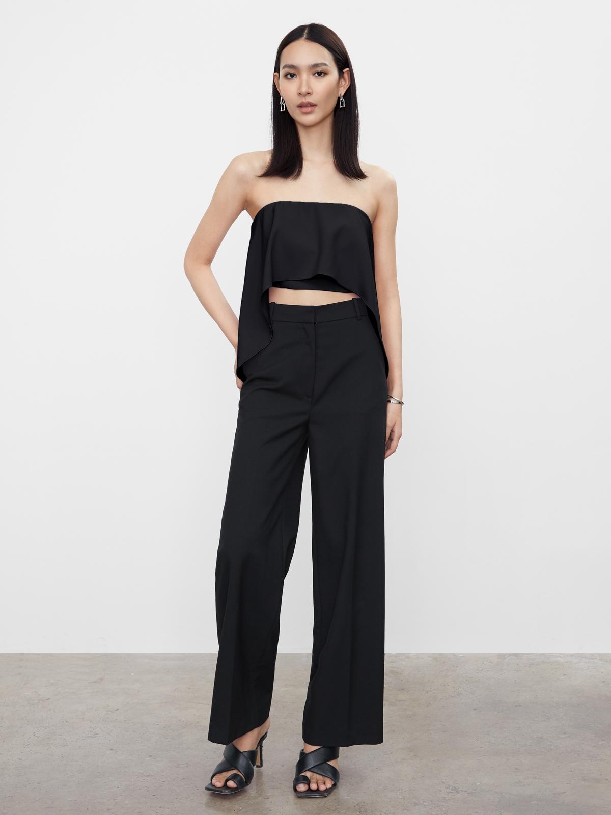 Hi Lo Draped Tube Top - Black