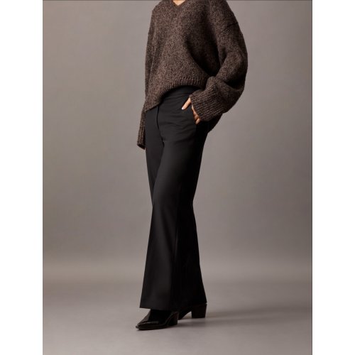  Coated Gabardine Flare Trousers
