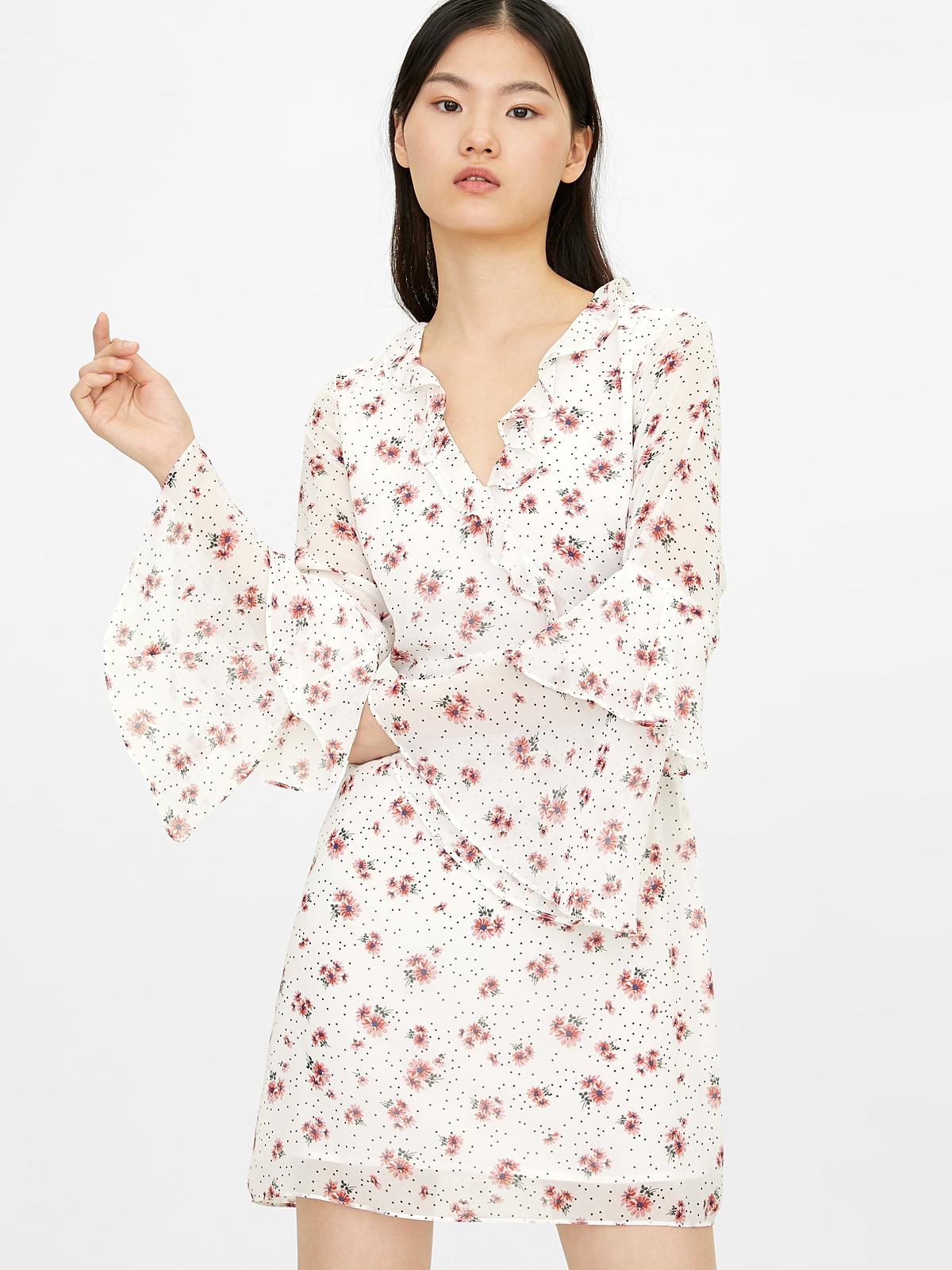 Mini Tiered Sleeve Ruffle Dress - White