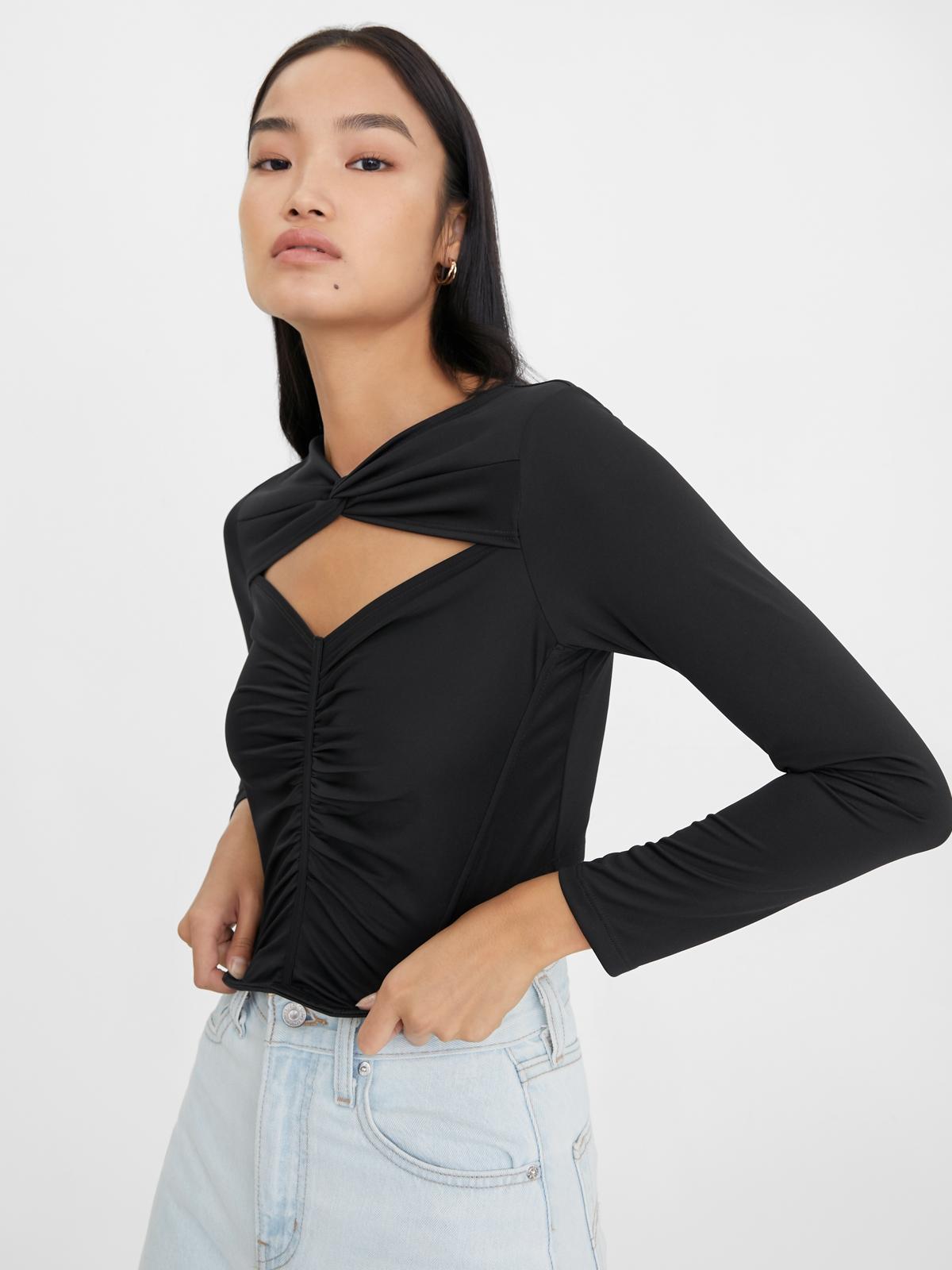 Sustainable Cut Out Ruched Top - Black