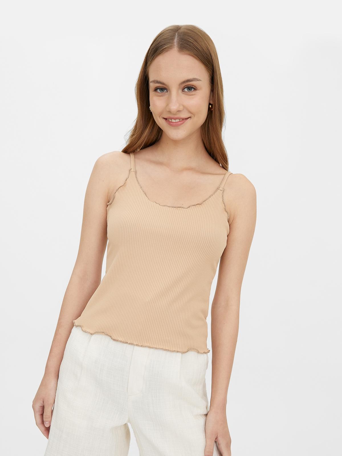 Sleeveless Ruffles Top - Beige