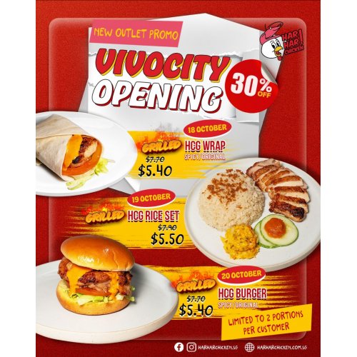 Opening Promotion Enjoy 30% Off New Menu