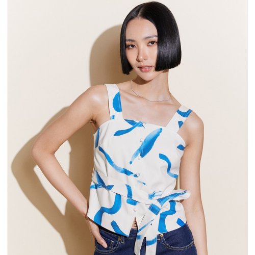 Cami Tank Top with Tie Detail - Blue