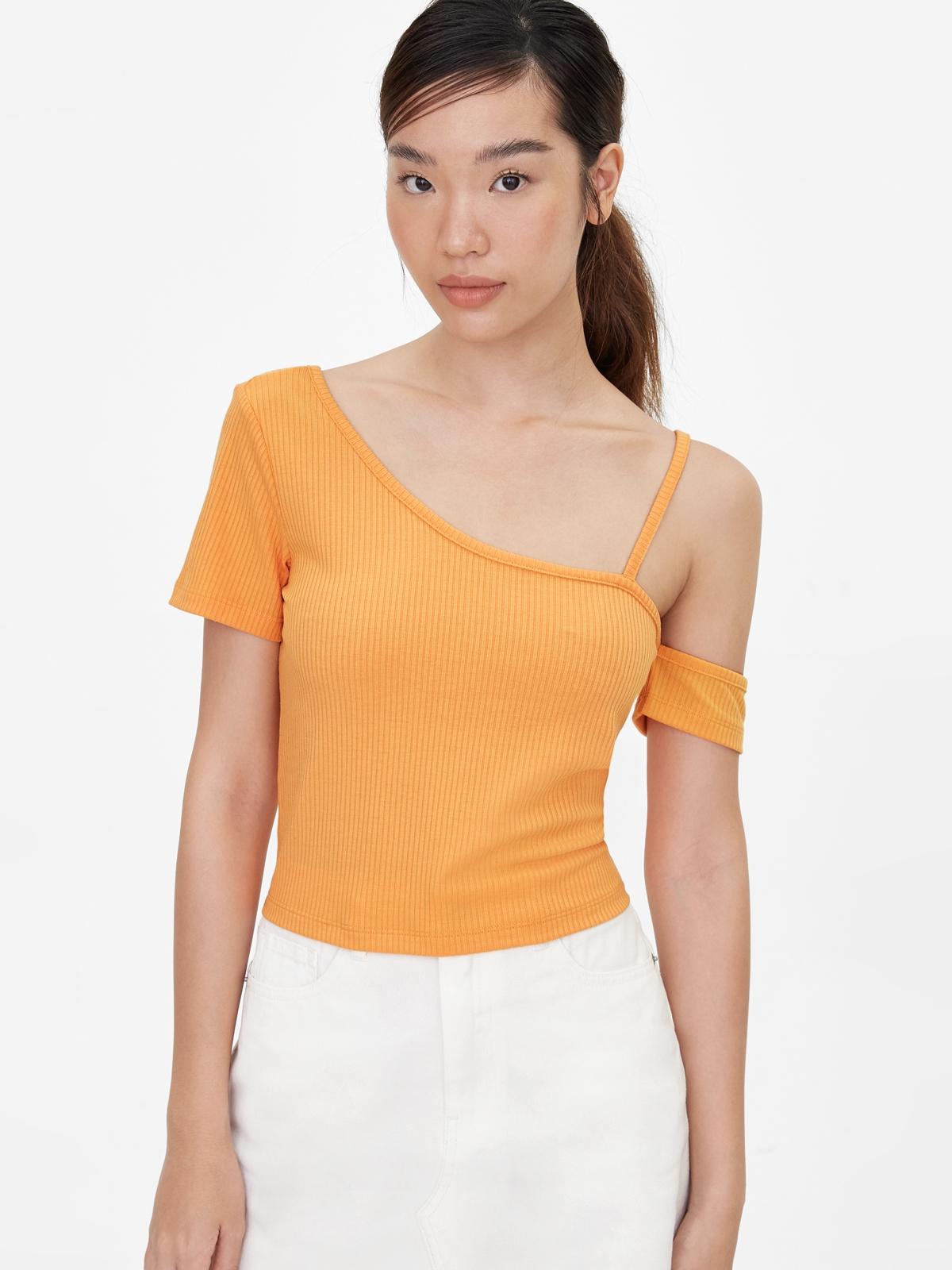 One Shoulder Strap Crop Top - Orange