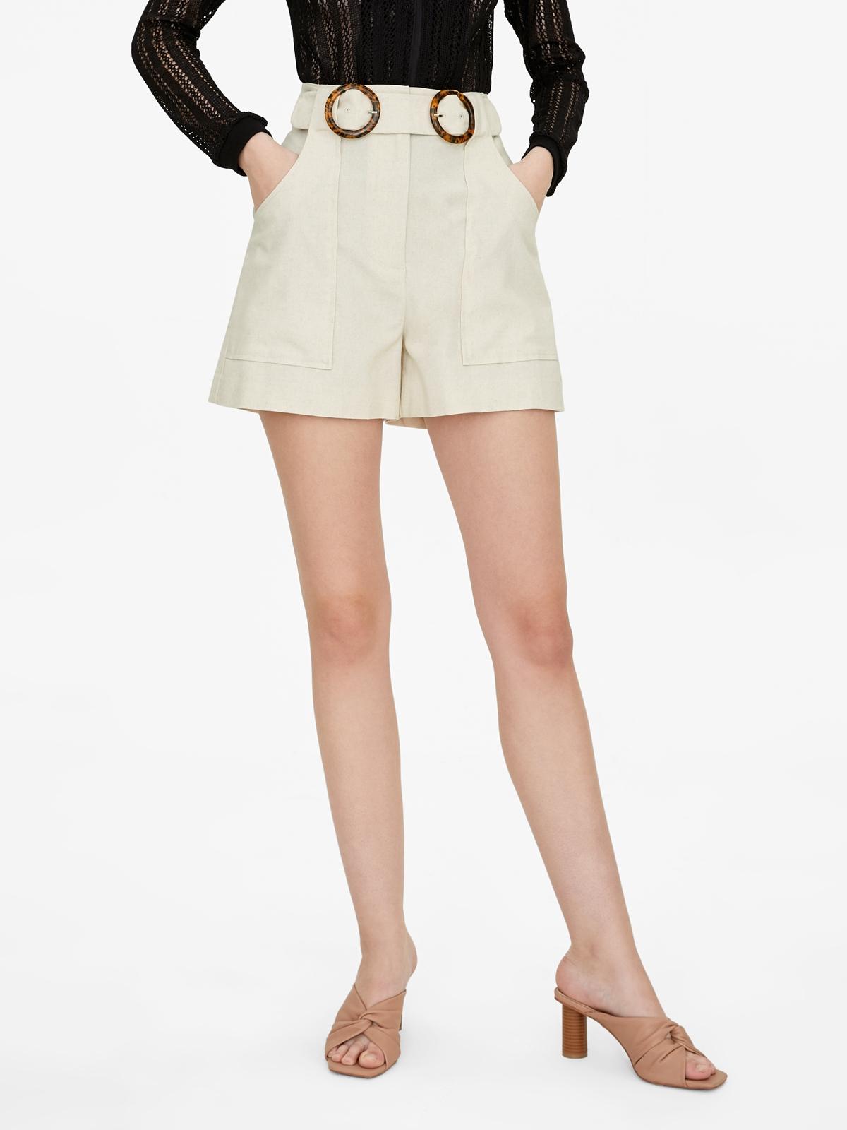 Double Buckle Shorts - Cream