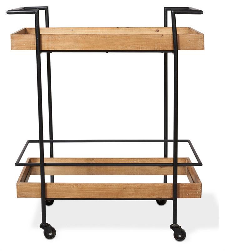 Heritage Wood and Metal Kitchen Trolley Cart - Natural/Matt Black
