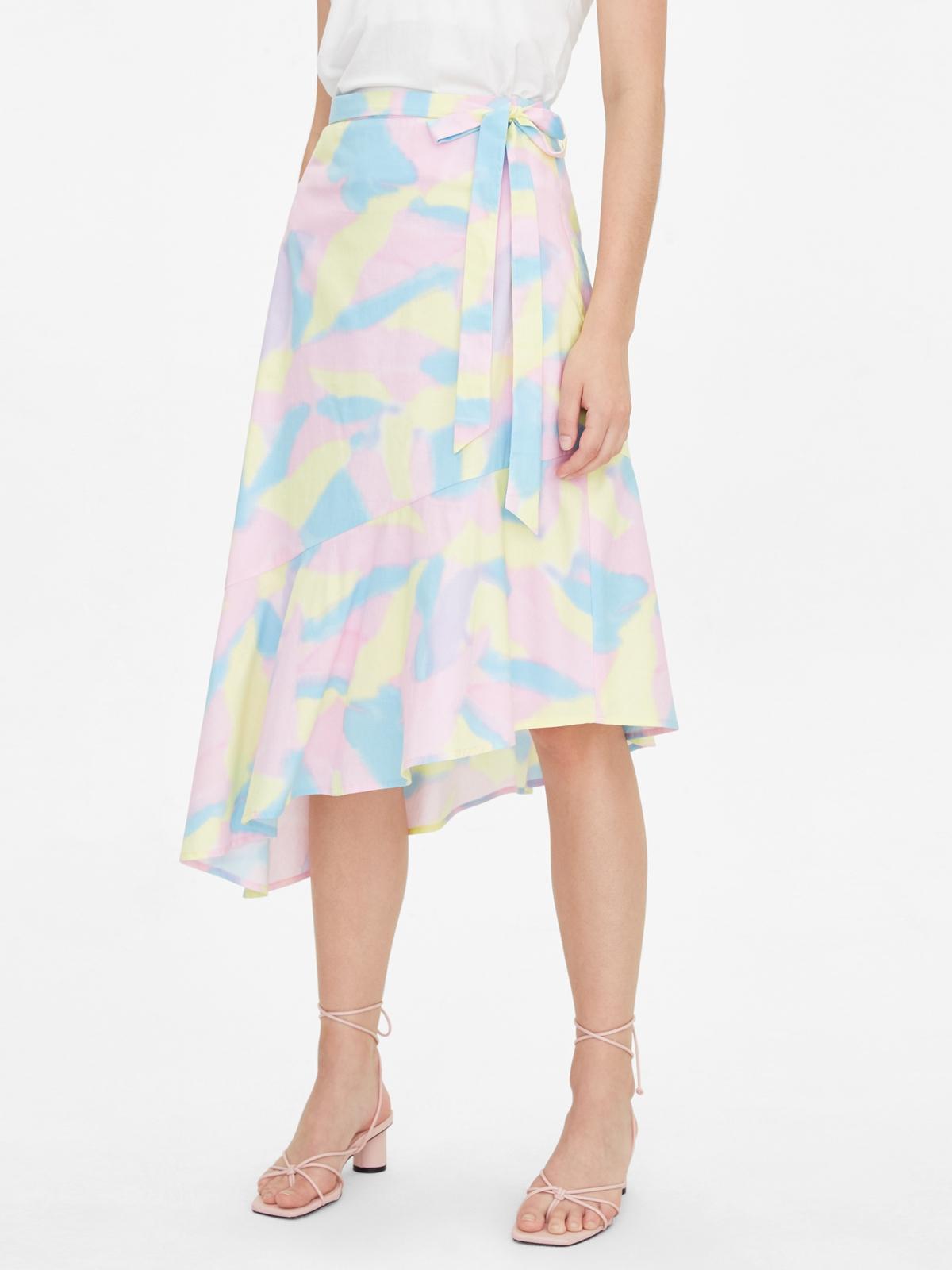 Abstract Print Asymmetric Skirt - Yellow