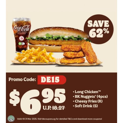 Feast on the Long Chicken combo at $6.95