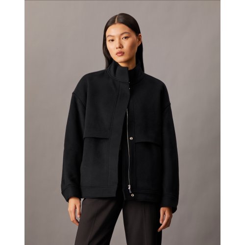  Cashmere Wool Blend Short Bomber Jacket