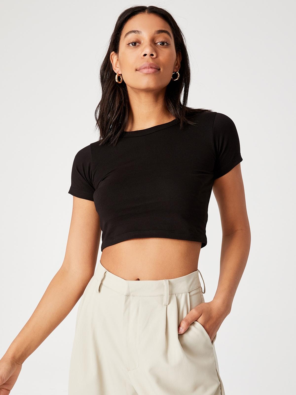 Micro Baby Crop Tee - Black