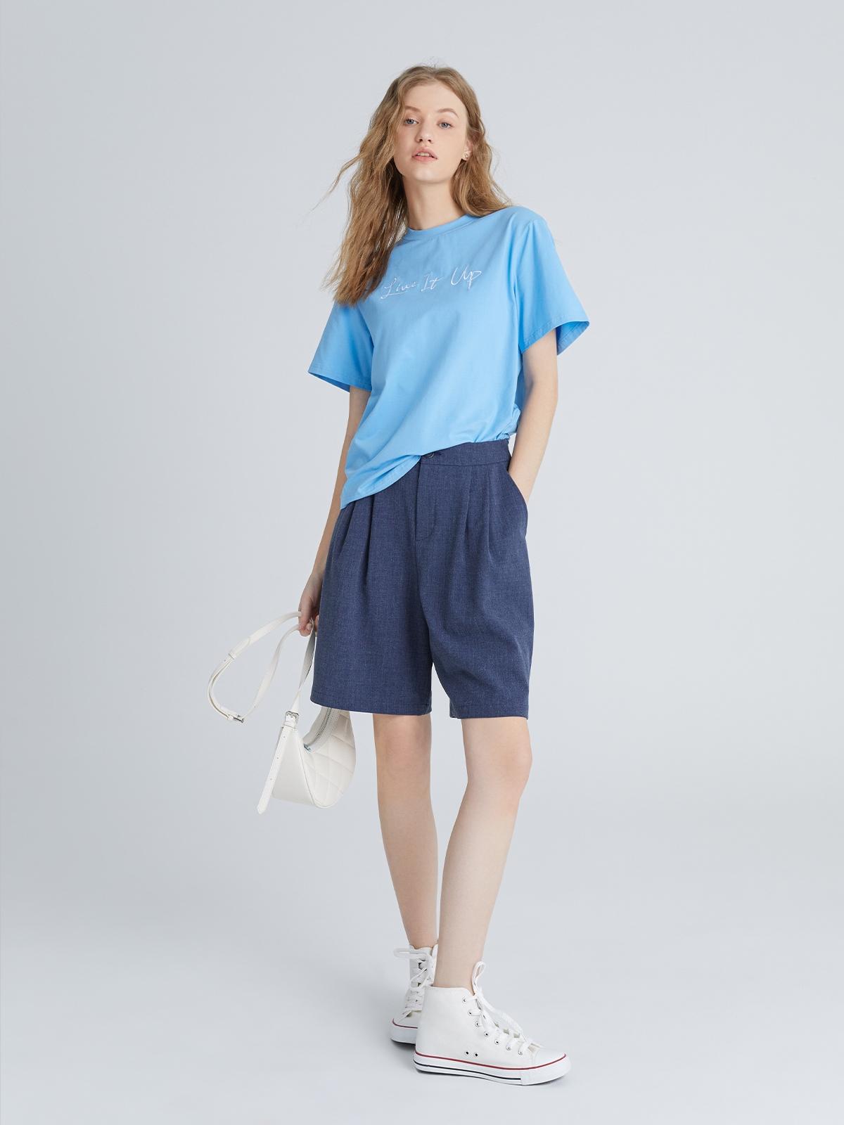 Letter Print Drop Shoulder Tee - White