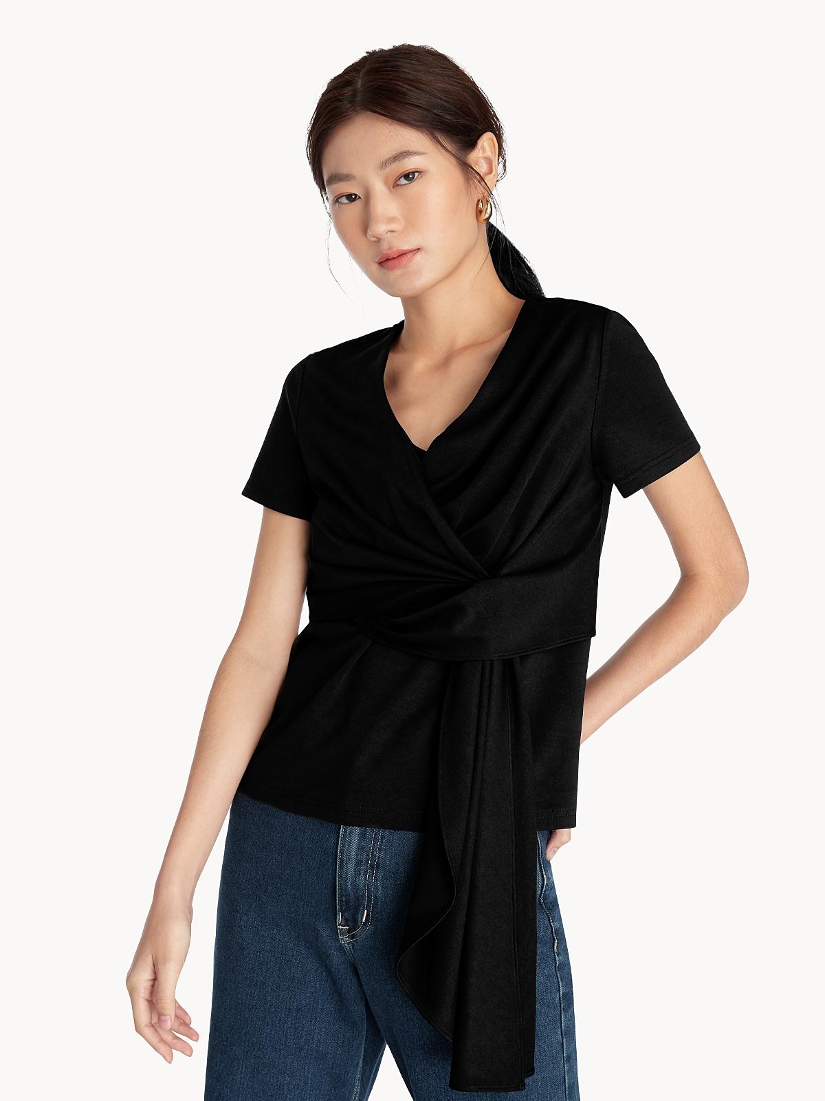 Tie Front Top - Black