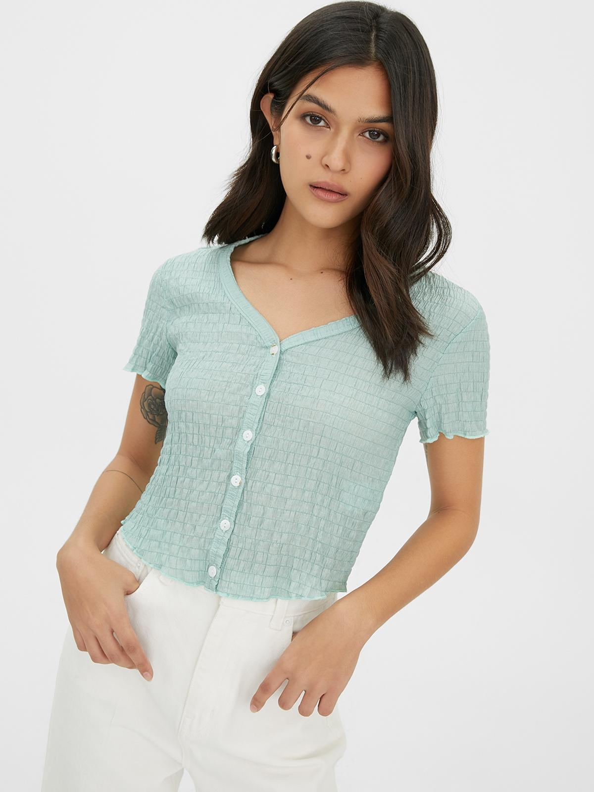 Lettuce Trim Short Sleeve Top - Green