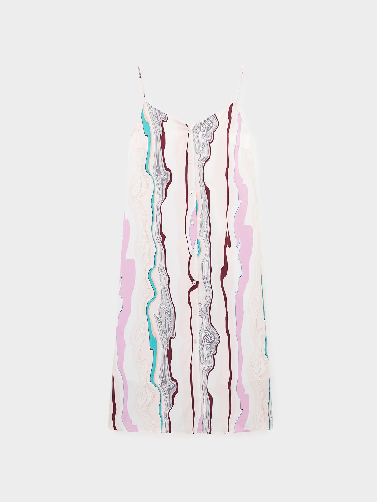 Midi Abstract Print Cami Dress - Orange