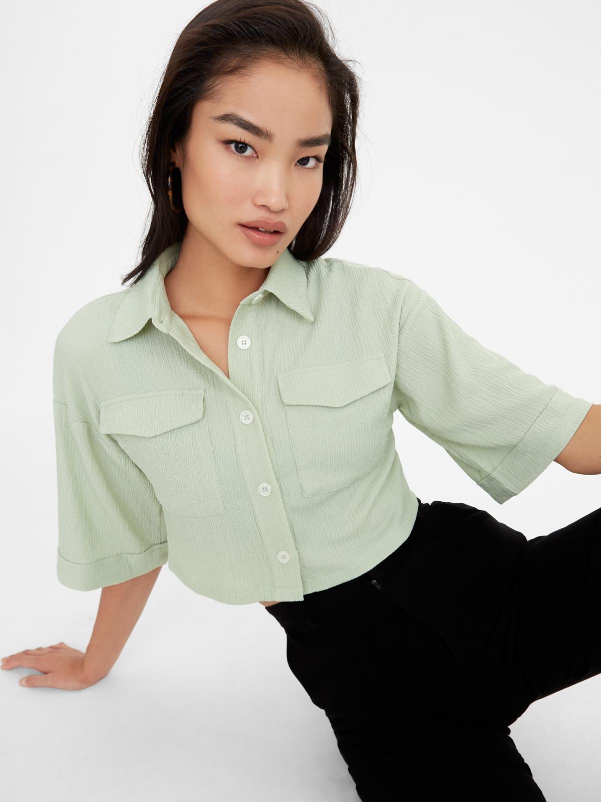 Short Sleeve Cropped Top - Green